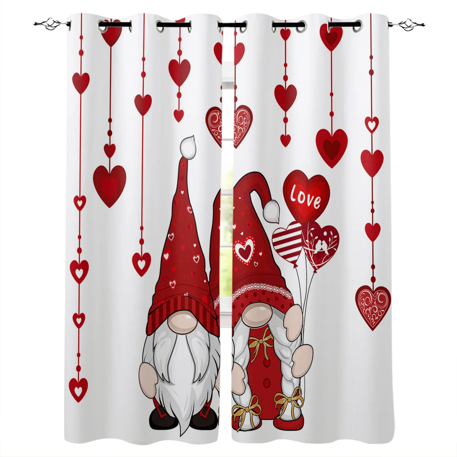 

Valentine'S Day Heart Dwarf Curtains for Living Room Kids Bedroom Blinds Windows Curtain Balcony Hall Custom Drape Long Cortinas