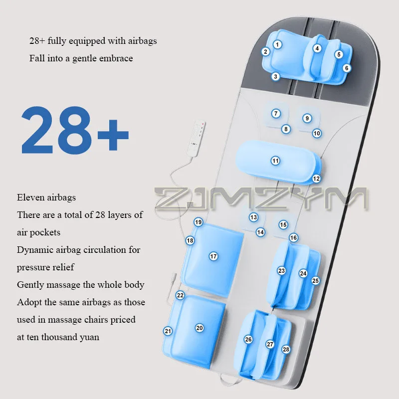 Full-body Massage Mattress Automatic Multifunctional Neck Waist Massager Foldable Portable Massage Airbag With Heater For Travel