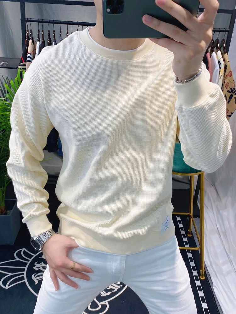 4 Color Sweatshirts Men Simple Round Neck Cozy Japanese Style Daily Harajuku Warm Popular Advanced Chic Handsome Aesthetic 2023