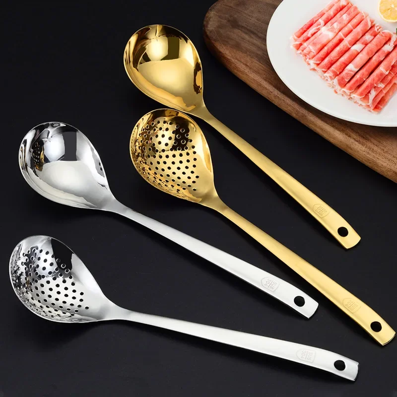 1pcs Stainless Steel Creative Soup Spoon, Leaky Spoon Kitchen Cooking Thickened Hot Pot Soup Leaky Spoons Soup