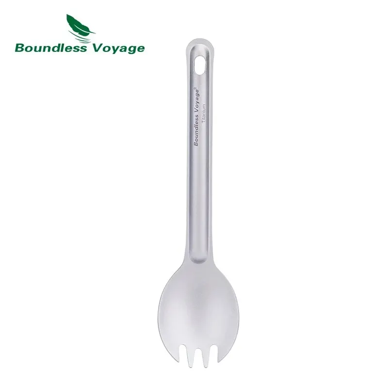 Boundless Voyage Titanium Cutlery Reusable Spoon Spork Set Lightweight Camping Tableware Outdoor Flatware