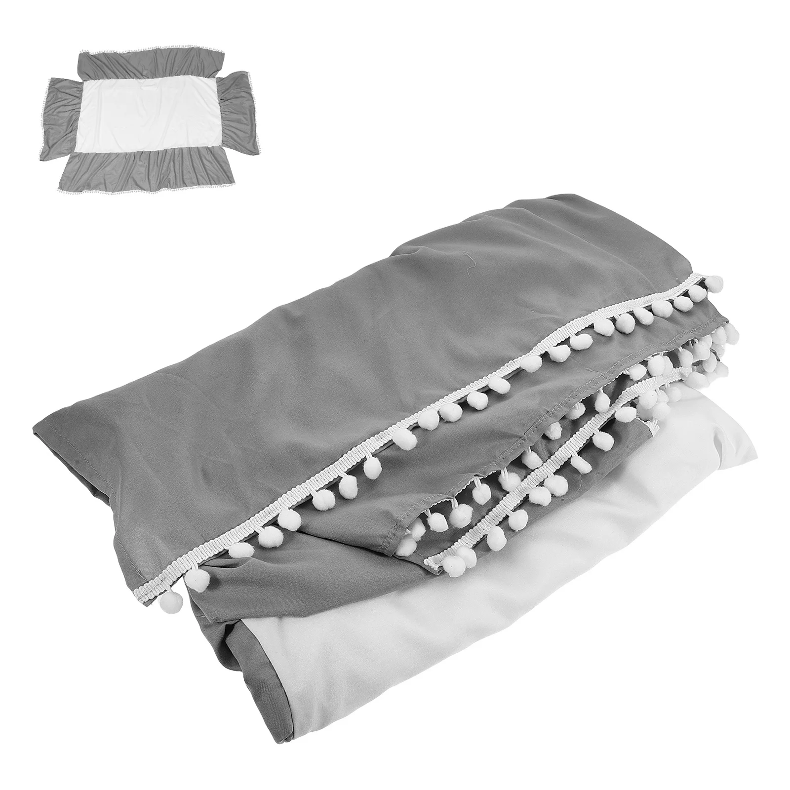 

Cotton Skirt Bed Fitted Sheet Toddler Mattress Pompom Decor Lightweight Durable Debris Protection Nursery Crib