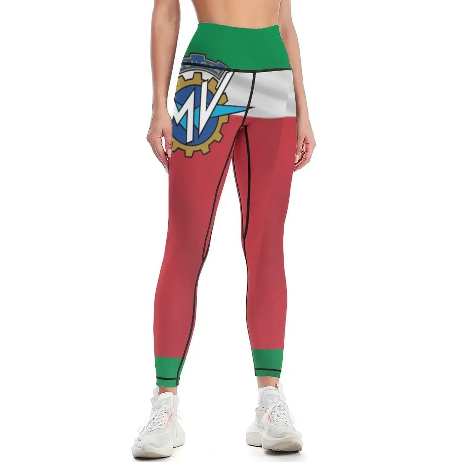 

Italian Flag MV Agusta Leggings sport set Sweatpants sporty woman push up exercise clothing for Womens Leggings