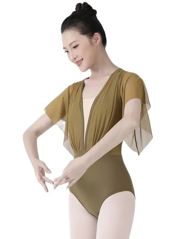 Ballet Dance Leotard Trumpet Sleeve Back Cutout Leotard Bodysuit Adult Female Professional Ballerina Shapewear Ballet Dancewear