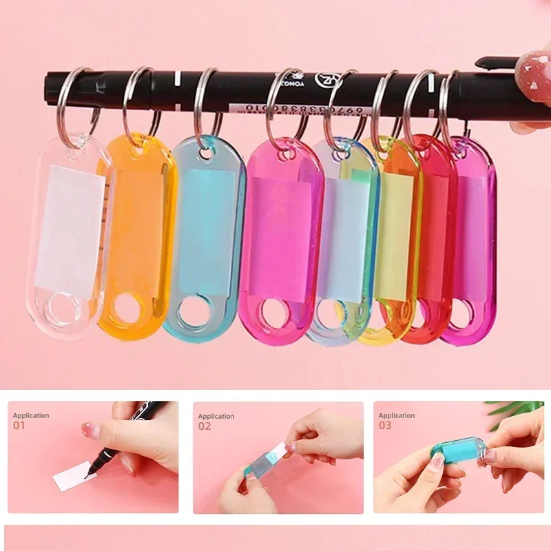 

1- 100 Pcs Sets Multicolor Plastic Key Rings with 8 Colors - ID Label Tags Ideal for Luggage Hotel Use Number Classification