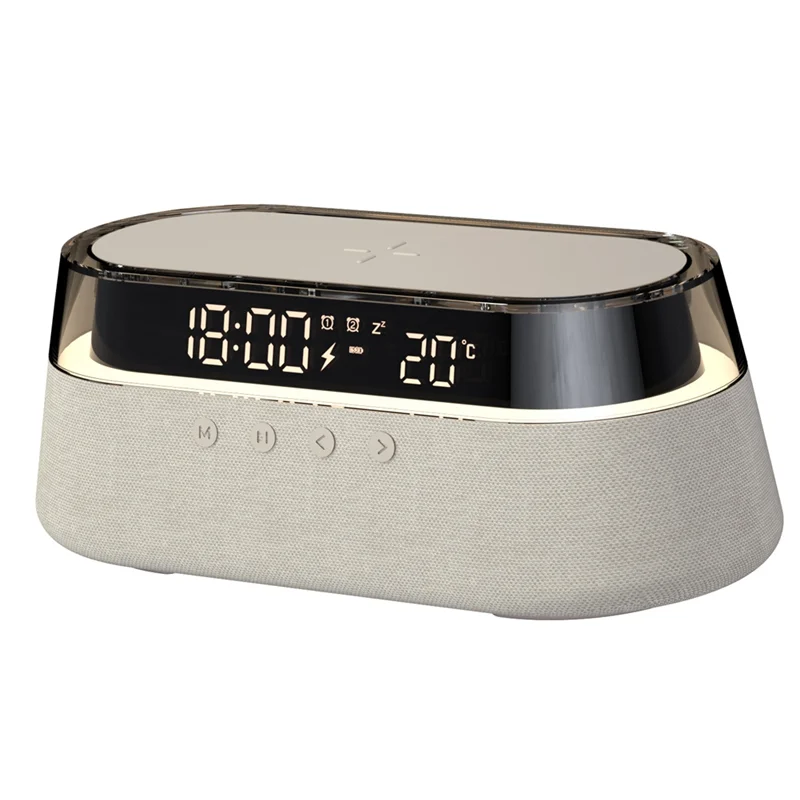 AB45 Altoparlante Bluetooth Stereo Batteria da 1800 mAh Supporta 15 W Ricarica wireless Orologio digitale Display Lampada da scrivania con luce notturna