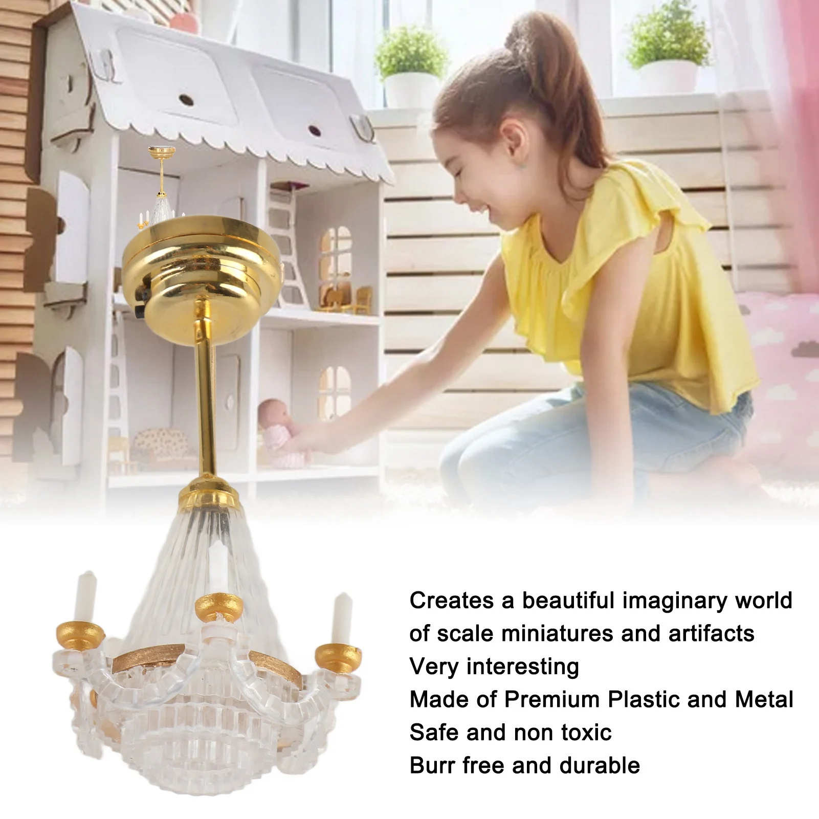 

Decoration 1:12 Doll House Doll House Mini Five False Candle LED Ceiling Light (Ships With Built-in Battery)