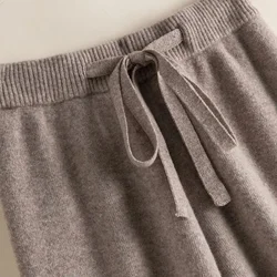 Winter Woolen Lace-up High Wiast Wide Leg Pants Snow Wear Warm Elegant Pantalones Loose Classic Spodnie Korea Basic Women