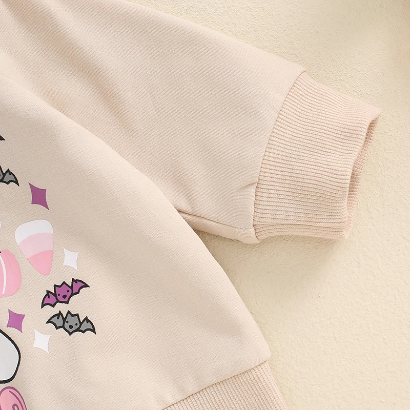 

Комплект одежды на Хэллоуин для маленьких девочек и мальчиков, спортивный костюм для малышей, толстовка с длинными рукавами и призрачным принтом, штаны с эластичной резинкой на талии, одежда для младенцев