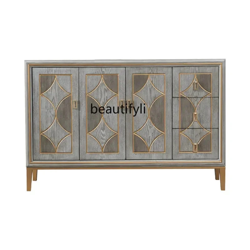 

x1zAmerican-Style Solid Wood Shoe Cabinet Affordable Luxury Style Entrance Cabinet Multi-Functional Sideboard Cabinet