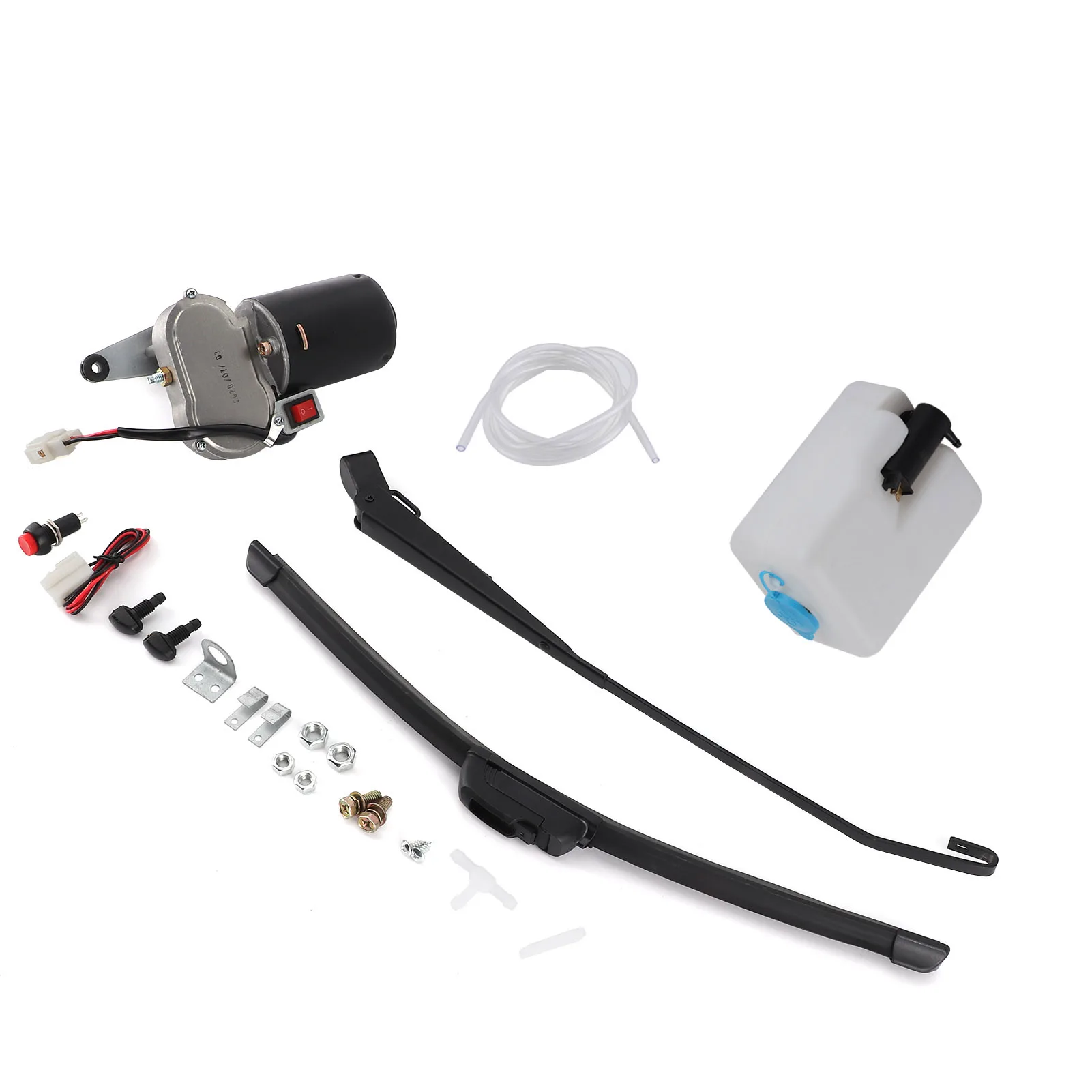 Kit De Limpiaparabrisas Eléctrico Universal 12V 30W Para UTV, ATV O Vehículos Todoterreno - Incluye Motor, Brazo, Manguera Y Boquillas