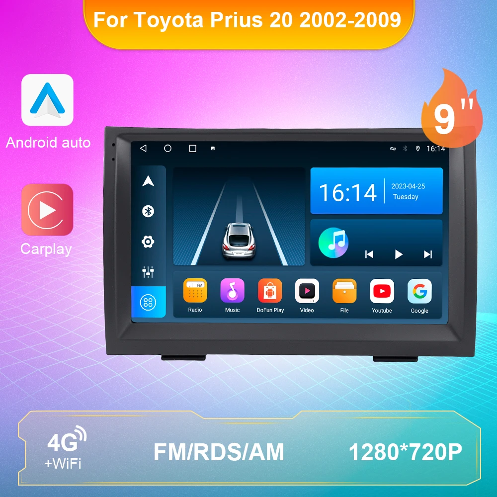 

9" Android 10 Car Multimedia Radio Player For Toyota Prius 20 2002-2009 GPS Stereo DSP Carplay WIFI Android Auto No 2 Din DVD