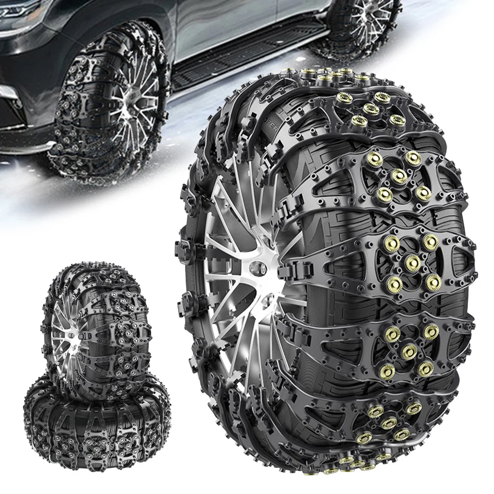 

1/2pcs Car Snow Chain Car Winter Tire Wheels Chains Emergency Double Grooves Anti-Skid Chains for Tire Width 165-275mm