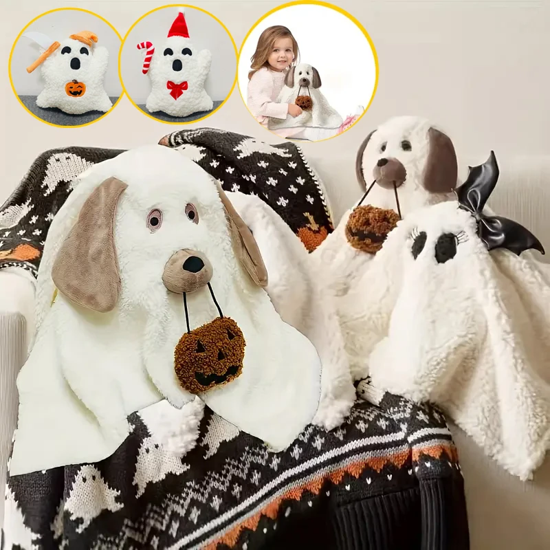 

New Soft Halloween Pumpkin Pillow Bat Doll Dog Ghost Plush Toy Gift Stuffed Animal Ghost Pumpkin Pillow Kids