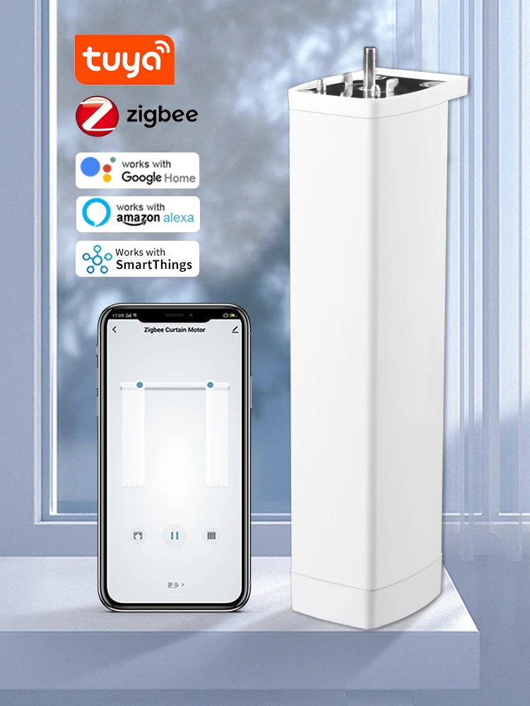 Werk met Tuya Wifi/Zigbee elektrische gordijnsluitermotor met RF-afstandsbediening 22,5 cm formaat APP-bediening Alexa Google Home SmartThings - afbeelding 2