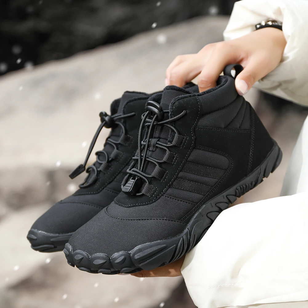 Winter Warm Women Men Sneakers Barefoot Waterproof Non-Slip Breathable Snow Boots High-top Padded Camping Hiking Ankle Shoes