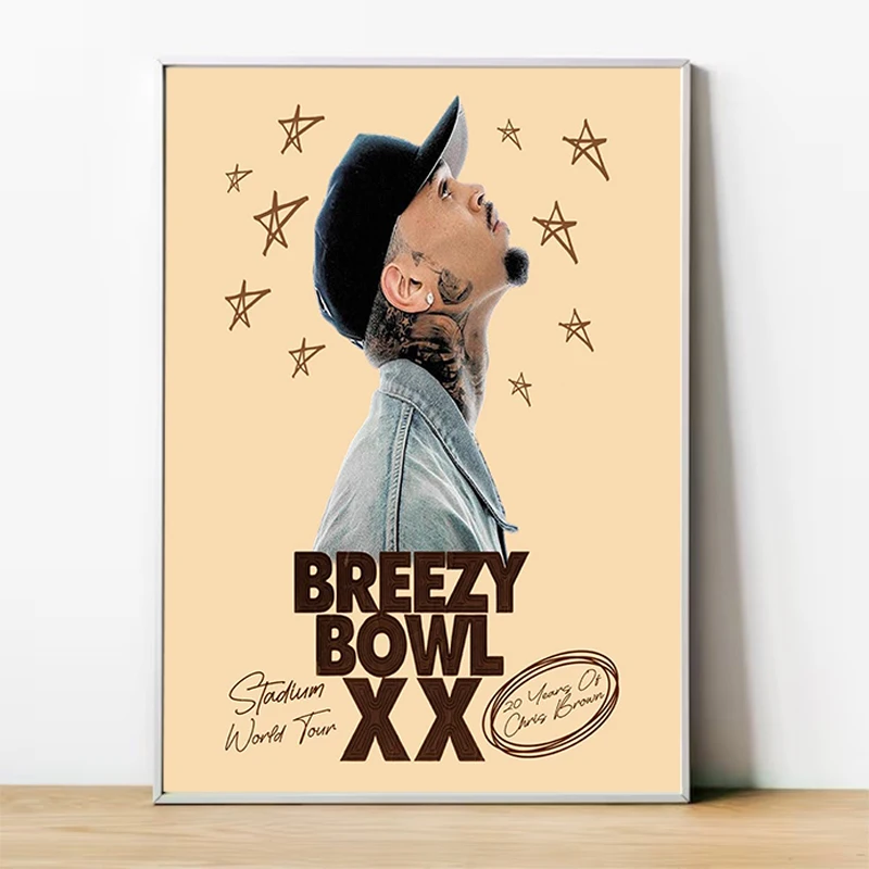 

Chris Brown Breezy Bowl XX Concert Poster For Home Decoration Ornaments Decorative Sheets Wall Pictures Posters Room Decor