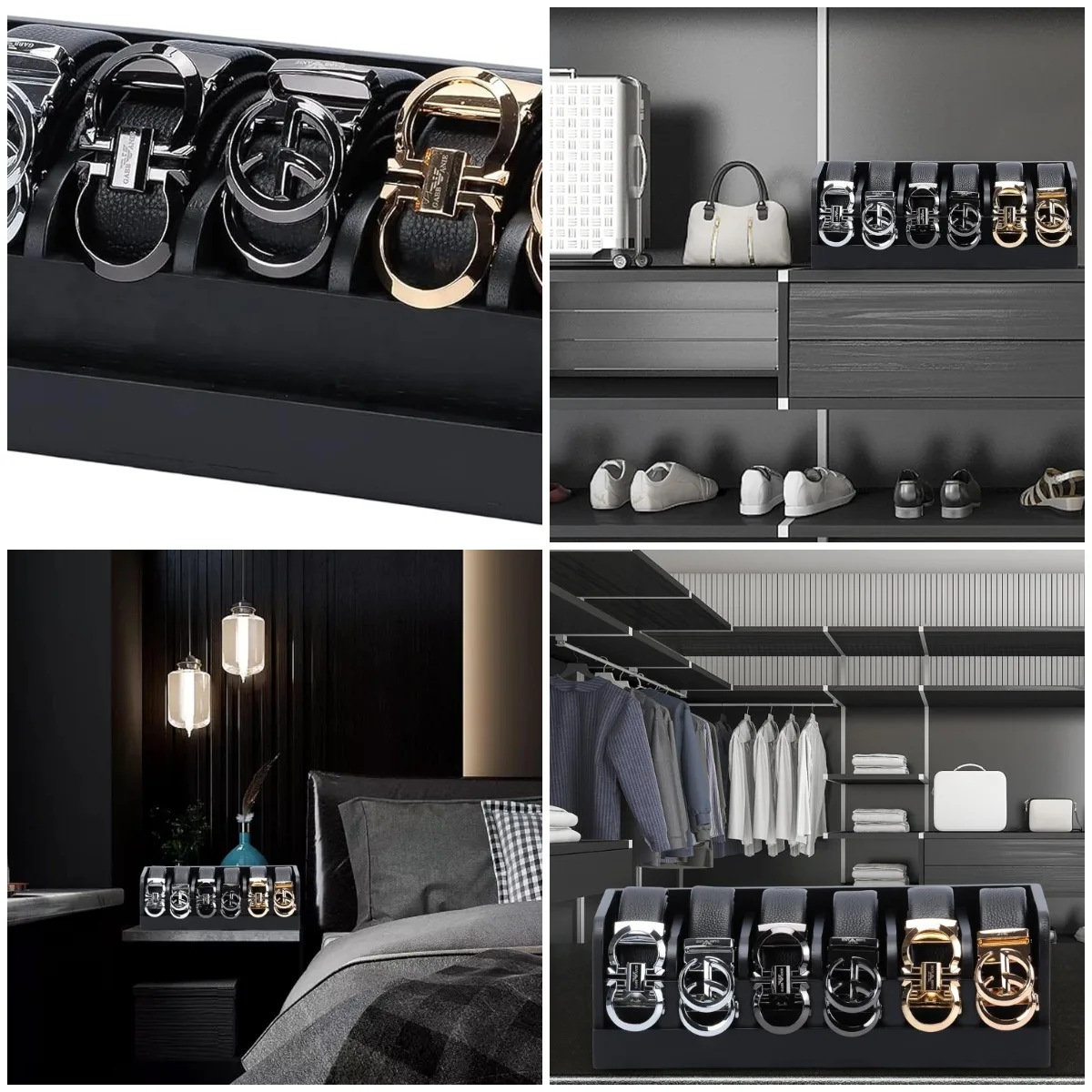 

Bamboo Belt Organizer Box,6 Grids Belt Rack for Closet and Drawer, Belt Storage Organizer and Displayer for Men Women