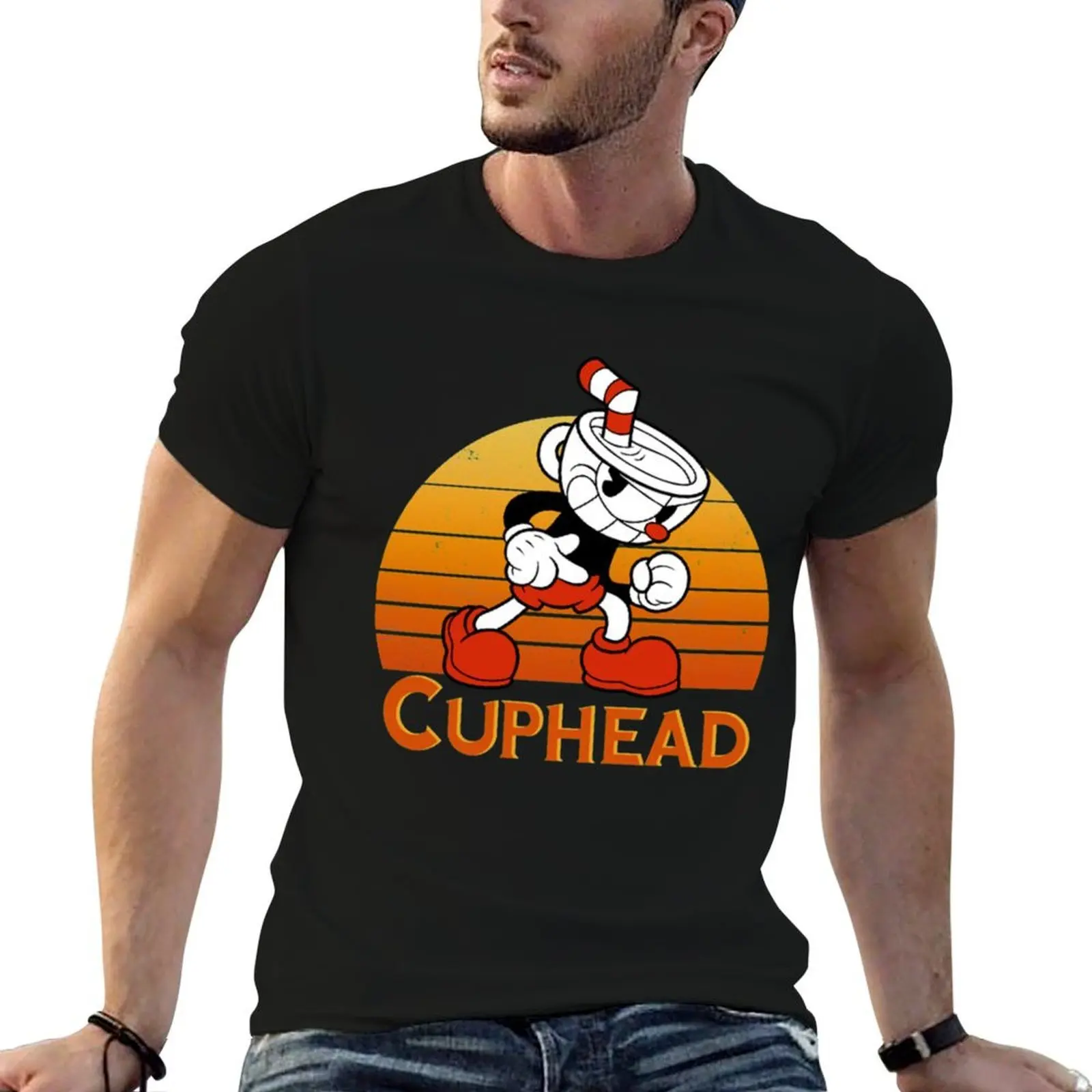 Cuphead Vintage Sunset T-Shirt quick drying sublime clothing for men