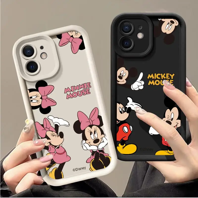 Phone Case for Apple iPhone 15 14 13 12 11 Pro Max 13 12 Mini XS XR X plus Shell Disney Cute Mickey Minnie Mouse Silicone Cover