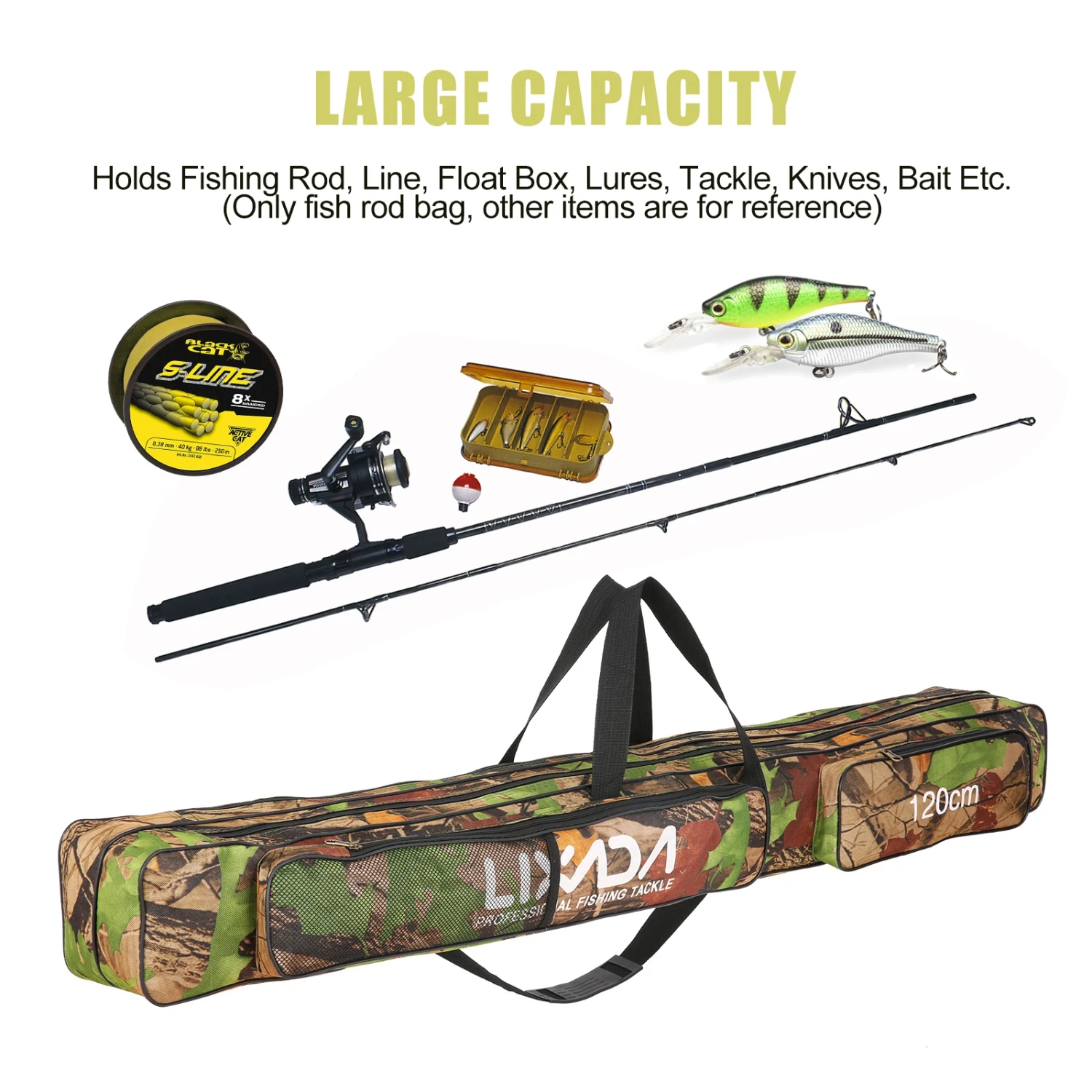 

120/150cm Fishing Double Layer Large Capacity Fishing Rod Tackle Waterproof Fishing Rod