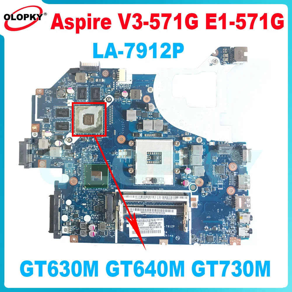 

NBM5711001 Q5WV1 LA-7912P подходит для Acer ASPIRE E1-571G V3-571G, материнская плата для ноутбука GT640M/730M HM77, 100% тестирование