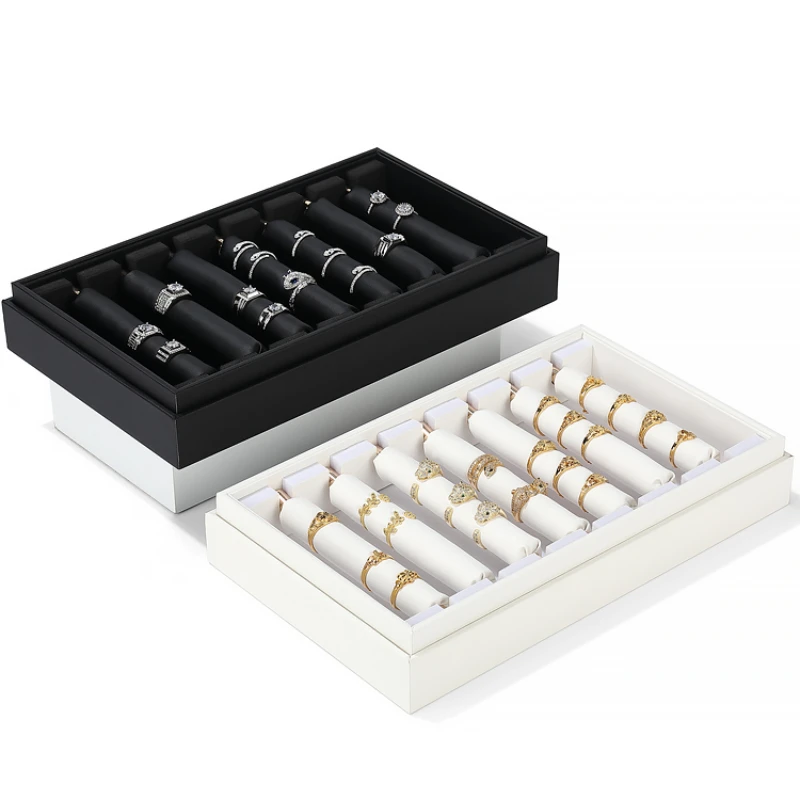 New Jewelry Display Plate Ring Storage Plate Diamond Ring Stick Viewing Plate Ring Storage Box with Cover