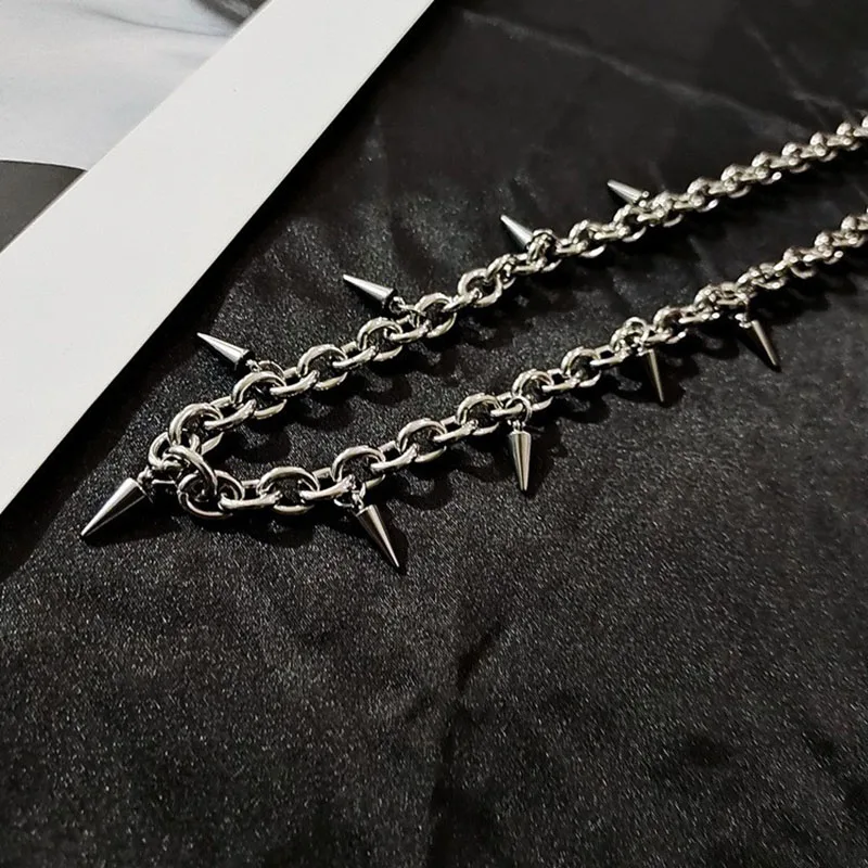 Stainless Steel Chains Rivet Choker Necklace for Men Hiphop Punk Neck Jewelry Short Collar Chain With Pendant Gothic Accessories