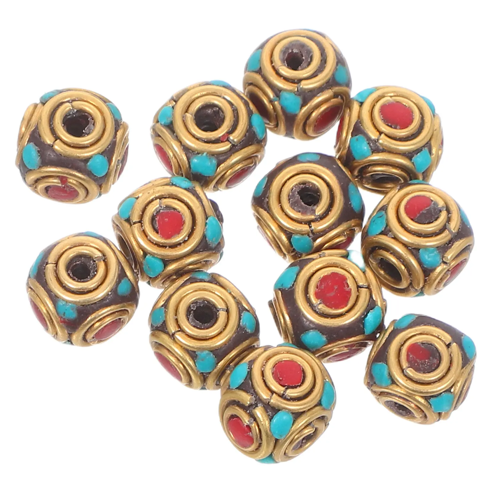 

12 шт. буддийских бусин для рукоделия - аутентичные металлические бусины-разделители в непальском стиле для изготовления духовных браслетов и ожерелий