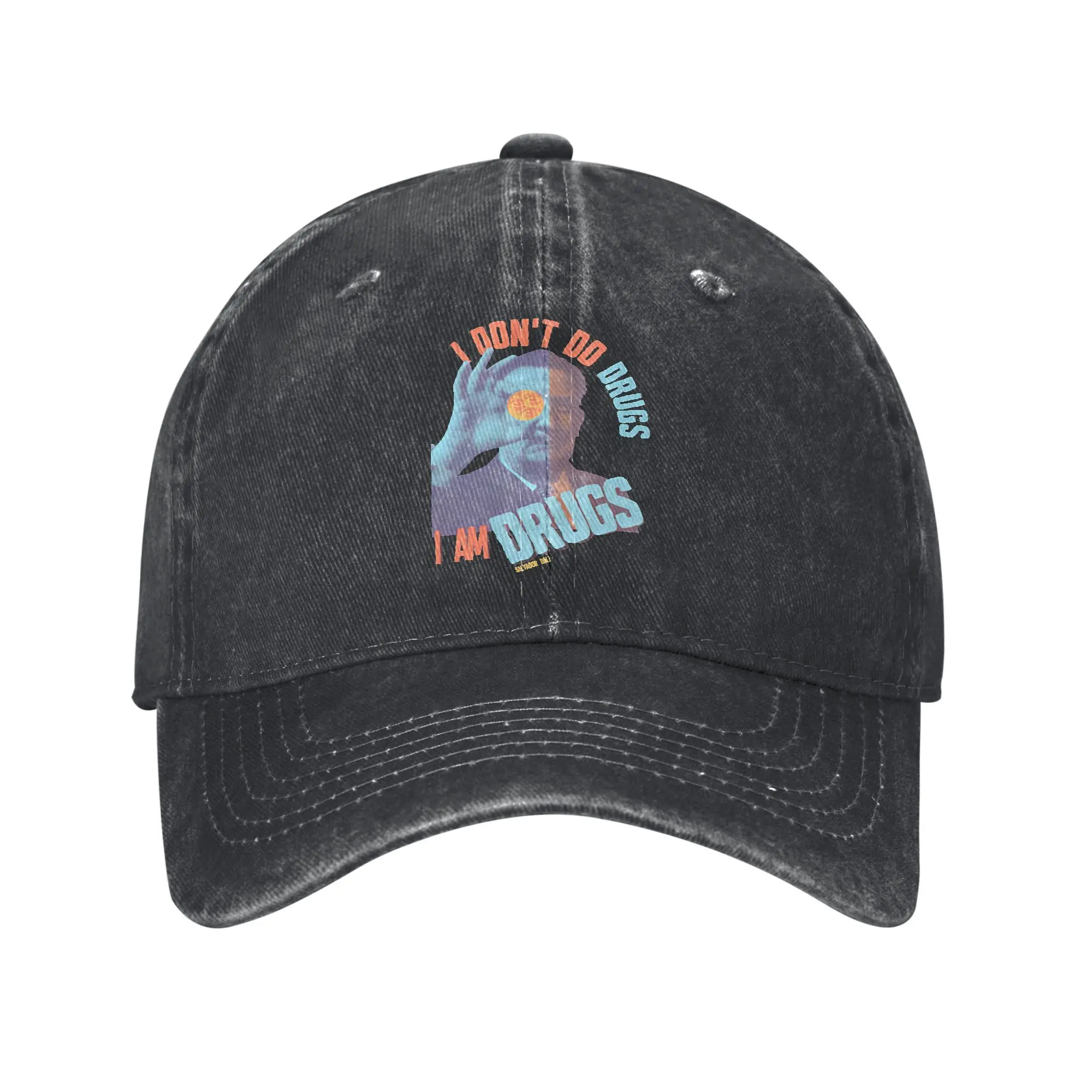 

Salvador Dali I Am Drugs Quote Baseball Caps Distressed Denim Washed Surrealist Art Headwear Unisex All Seasons Travel Gift Hat