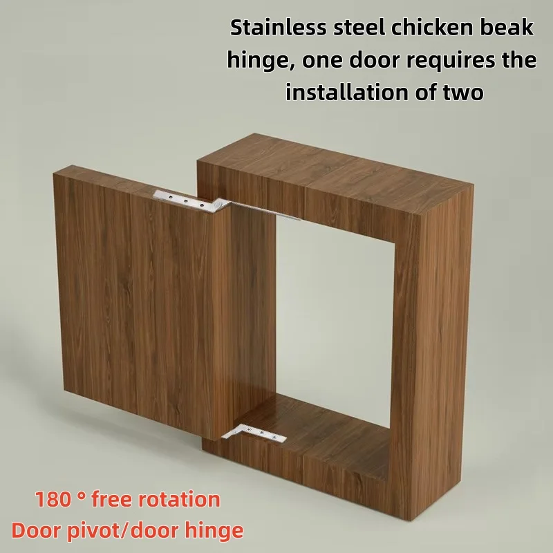 Stainless steel chicken beak hinge grinding core bathroom mirror upper and lower invisible door heaven and earth rotating shaft
