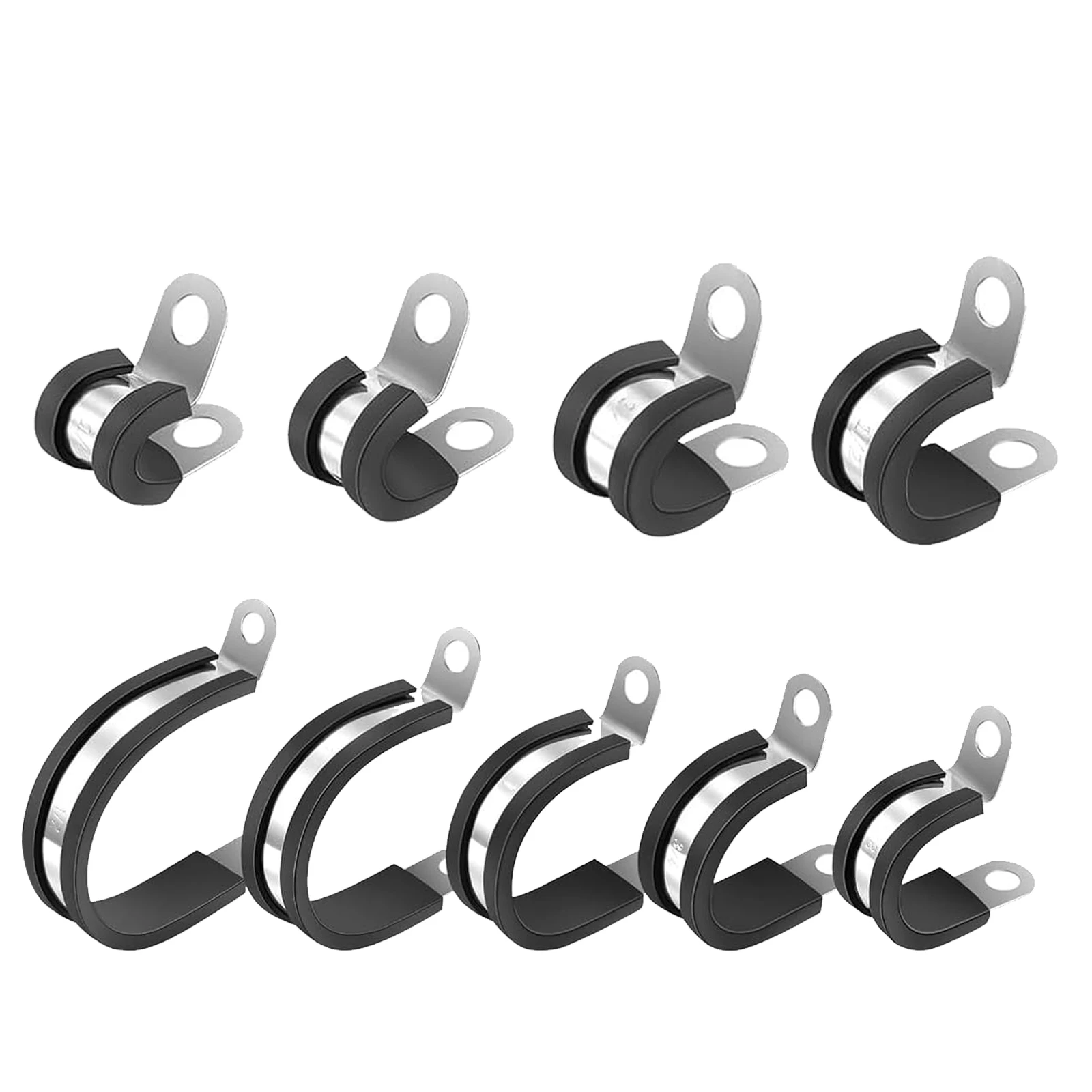 12pcs Stainless Steel Cable Clamps,Rubber Cushion Pipe Clamps
