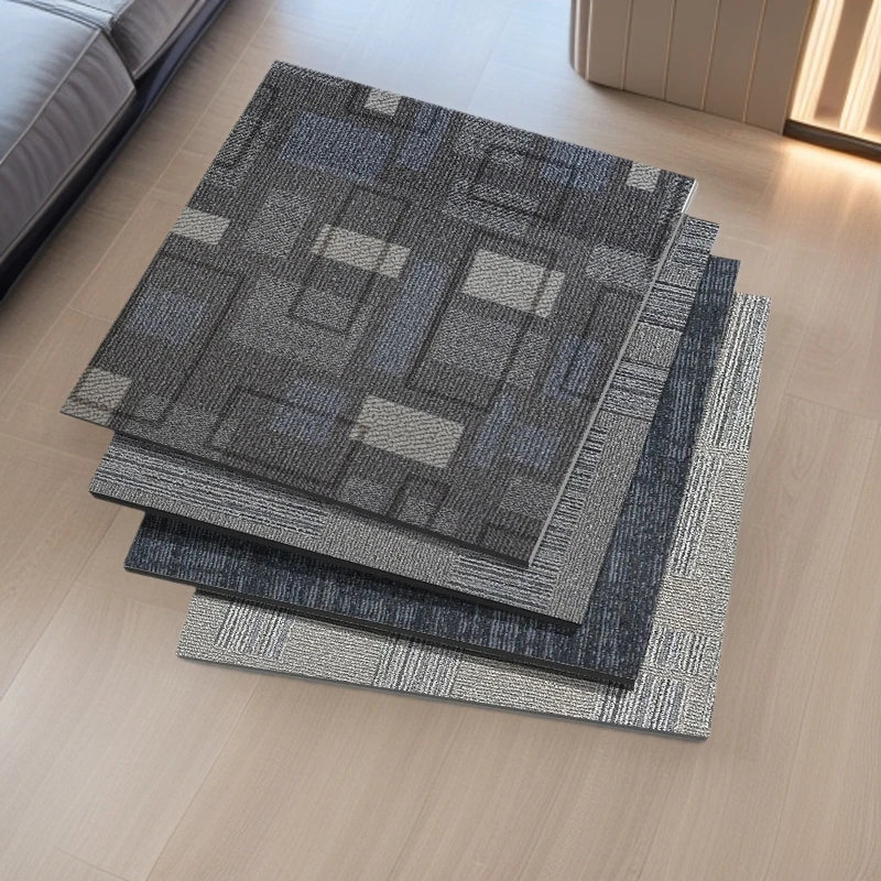 60x60cm Heavy Duty Self-Stick PVC Flooring,Carpet Texture for Office Elevator Corridors,Dirt-Resistant Floor Update for Business