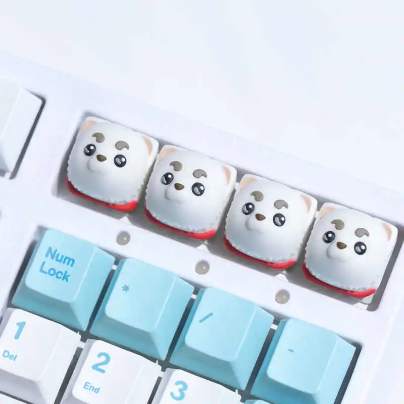 3D GINTAMA Sadaharu Cute KeyCaps Resin Layered Drip Gel MX Switches Anime Peripherals Keycap for Mechanical Keyboard Accessories