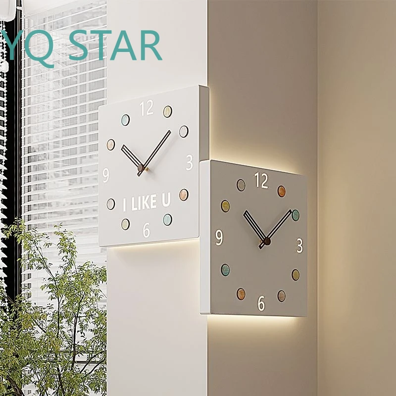Minimalist Double Sided Wall Clock for Nordic Home Decor Silent Quartz Movement for Living Room Bedroom Office Wall Art