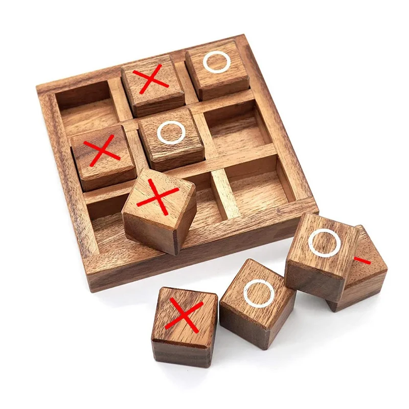 Holz Tic Tac Toe Brettspiel Xo Schach Eltern Kind Interaktion Party Spiele Juegos de Mesas Para Toda La Familia