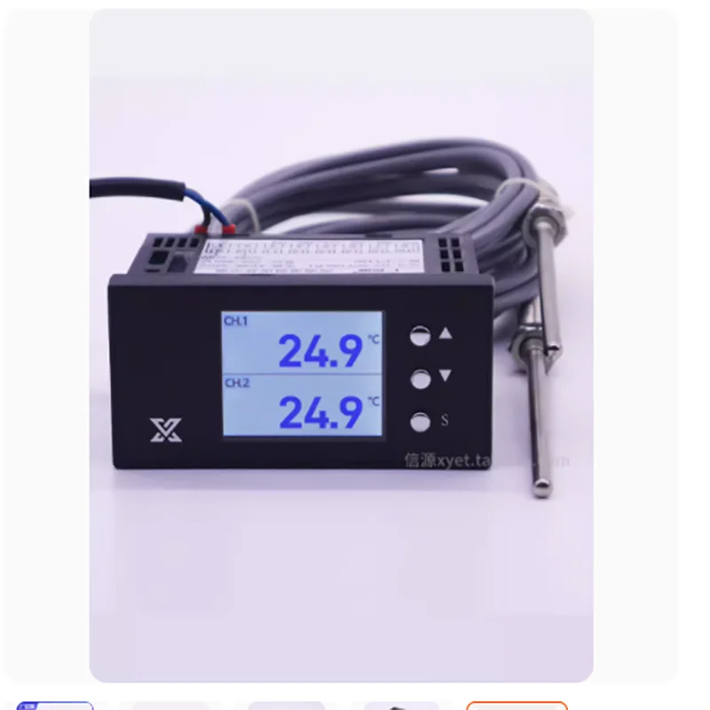 Multi channel temperature display, dual digital thermometer, 2-circuit industrial inspection instrument, PT100 thermistor input