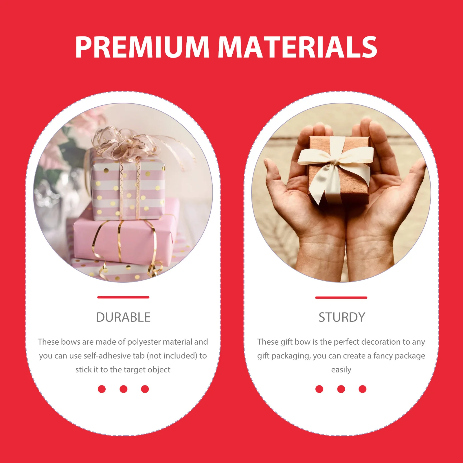 

6Pcs Gift Bows Assortment Self Adhesive Tab Ready Formed Round Decoration Christmas Gift Bows Present Decoration