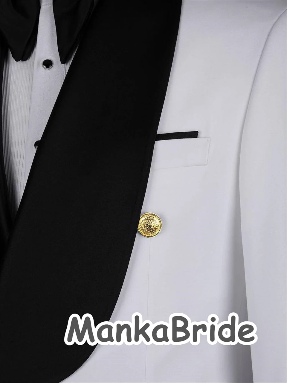 Male Fashion Suits  Double Breasted Jacket Pants 2 Pieces Formal Business Prom Party Suit White Groom Tuxedo for Wedding