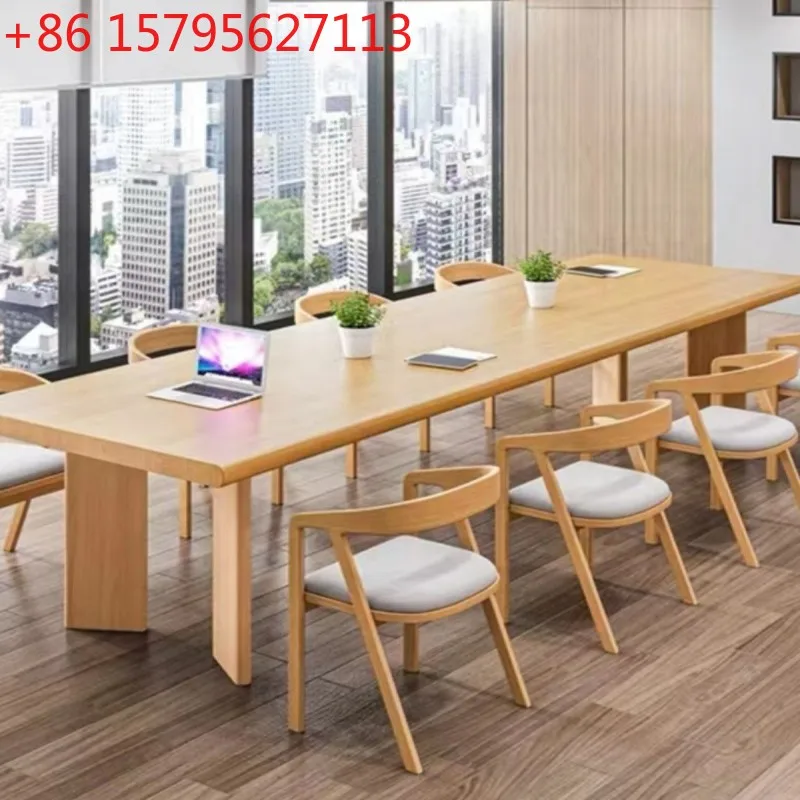 

Modern training reception table, office desk, negotiation table chair, Nordic solid wood conference table, long table, simple