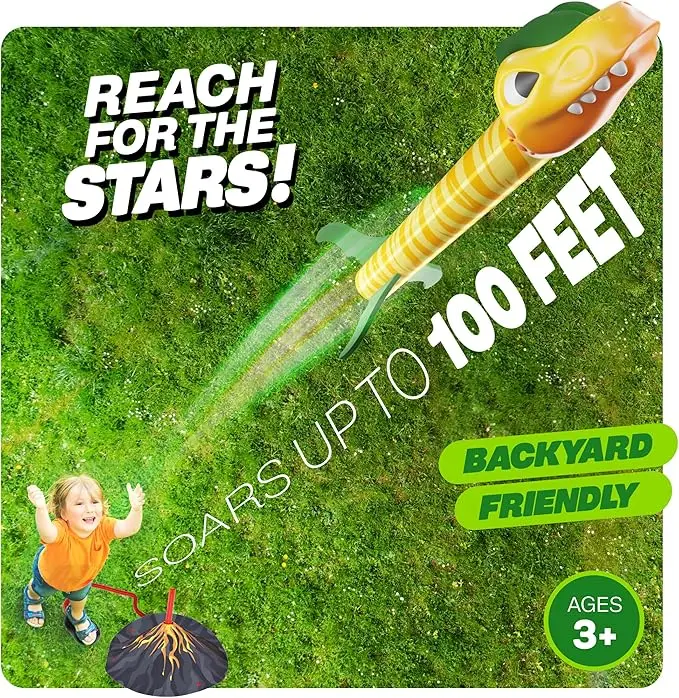

Volcano Launch Flying Dinosaur Toy for Kids, Air Powered Outdoor Rocket Dinosaur Party Game Birthday Gift