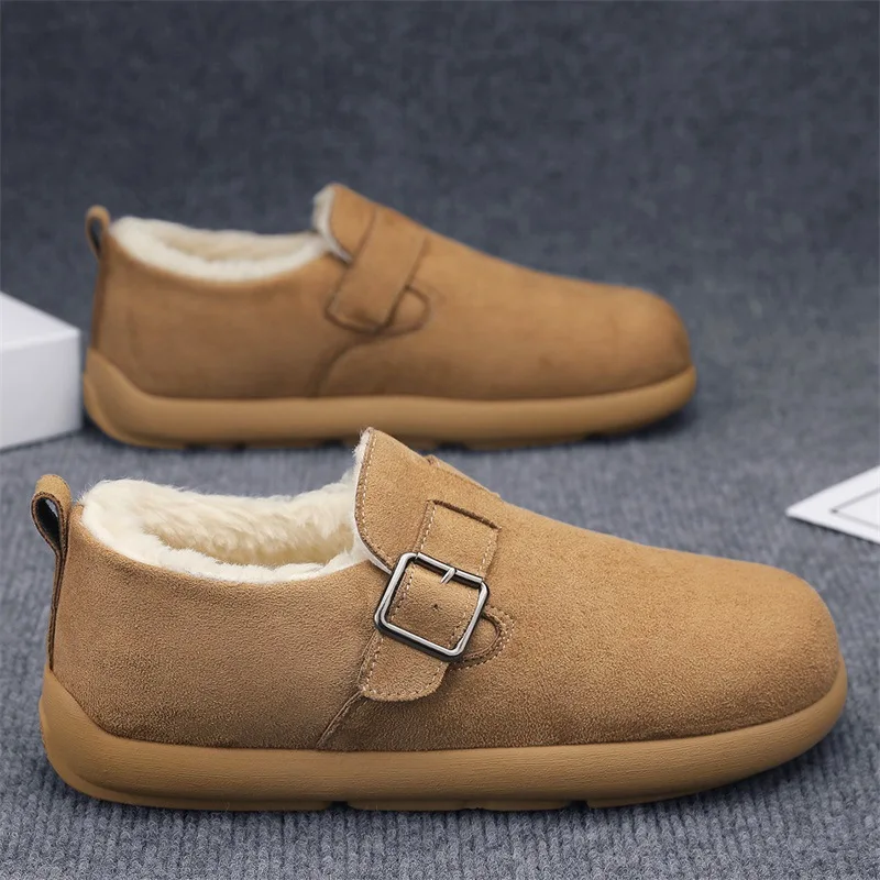 

Men's Wool-lined Winter Snow Boots Warm Fleece-lined Thickened Loafers Comfortable Men's Non-slip Height-increasing Work Shoes