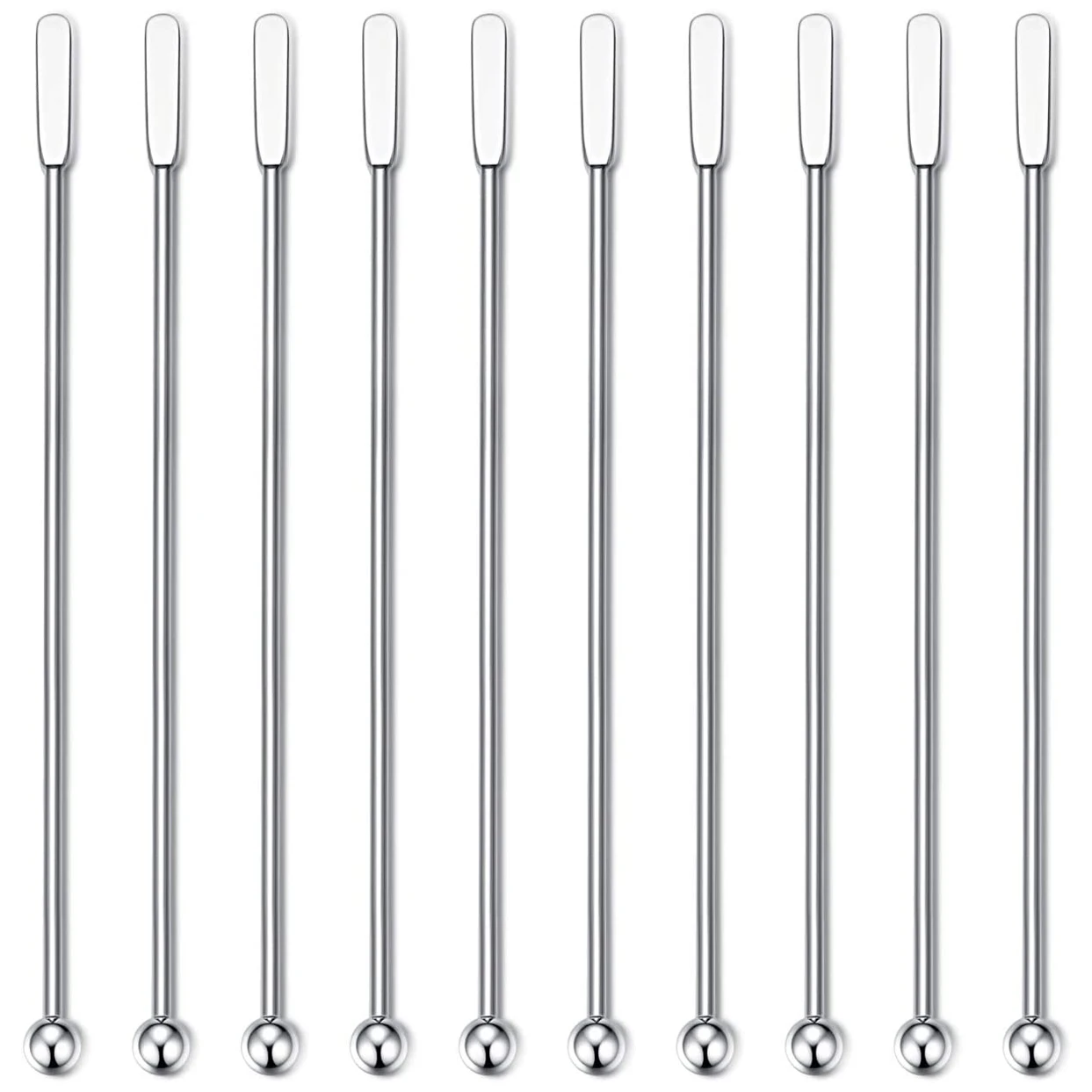 12Pcs Swizzle Sticks Premium Stainless Steel Cocktail Beverage Drink Stirrer Stick Reusable Stir Sticks for Bar