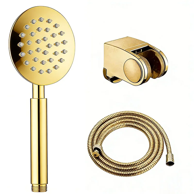 .Gold Handheld Shower Head - ABS Bathroom Hand Shower with Stainless Steel Hose, Handheld Showerhead Accessory