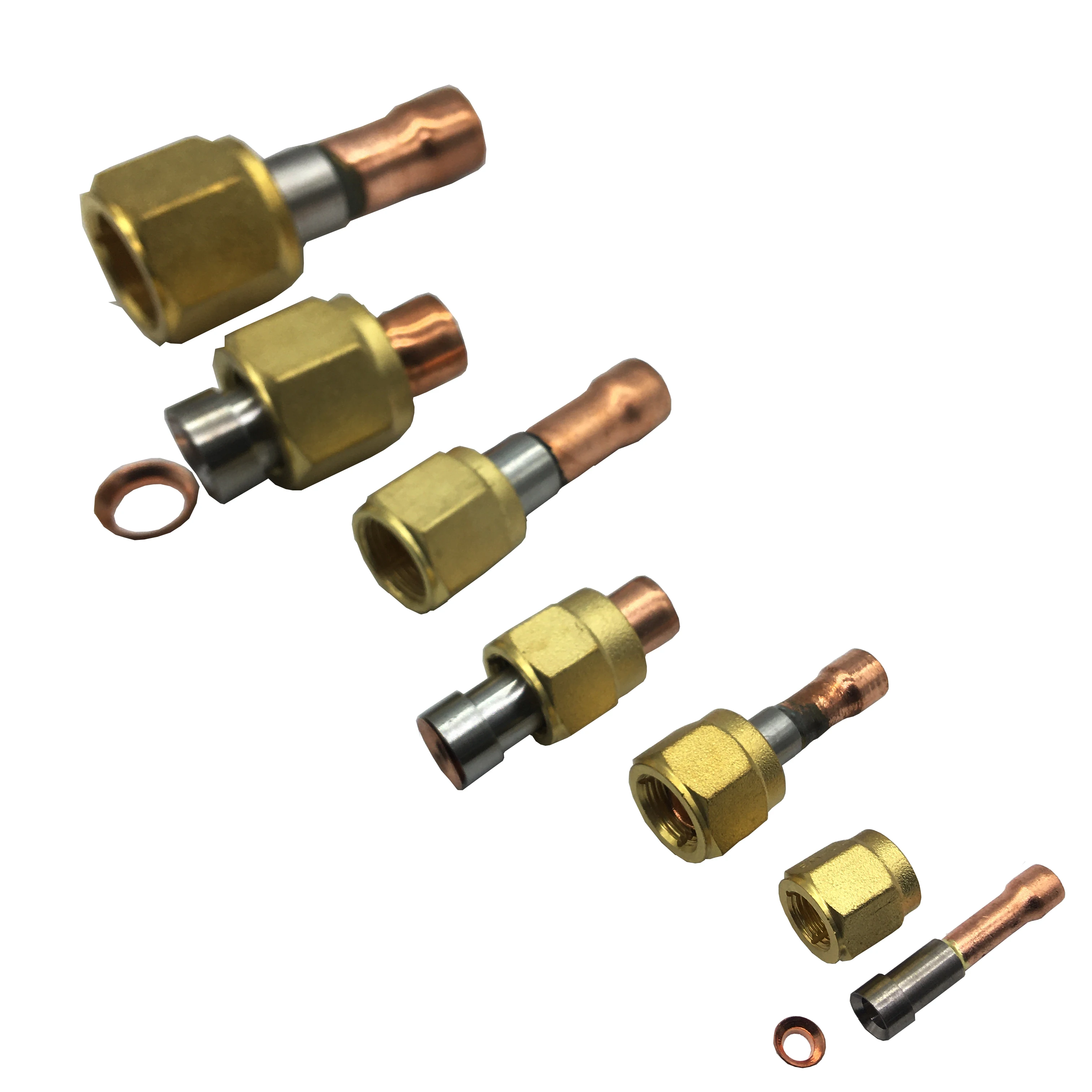 Juegos de conexión de excelente diseño entre junta tórica de manguera flexible y ODF de latón para soldar tubo de cobre en tuberías de refrigerante en CA