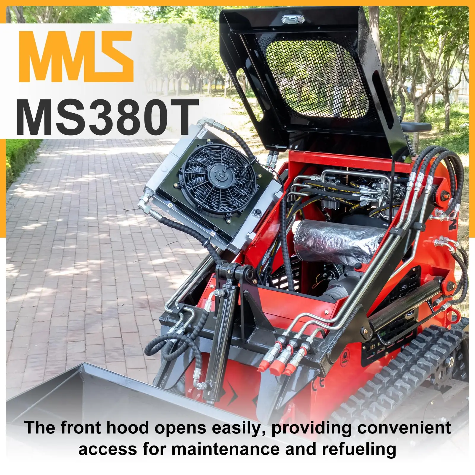 MMS Mini Triangular Track Skid Steer Loader with 23HP RATO Gasoline Engine46 inch Bucket Crawler  Loader One Year Warranty