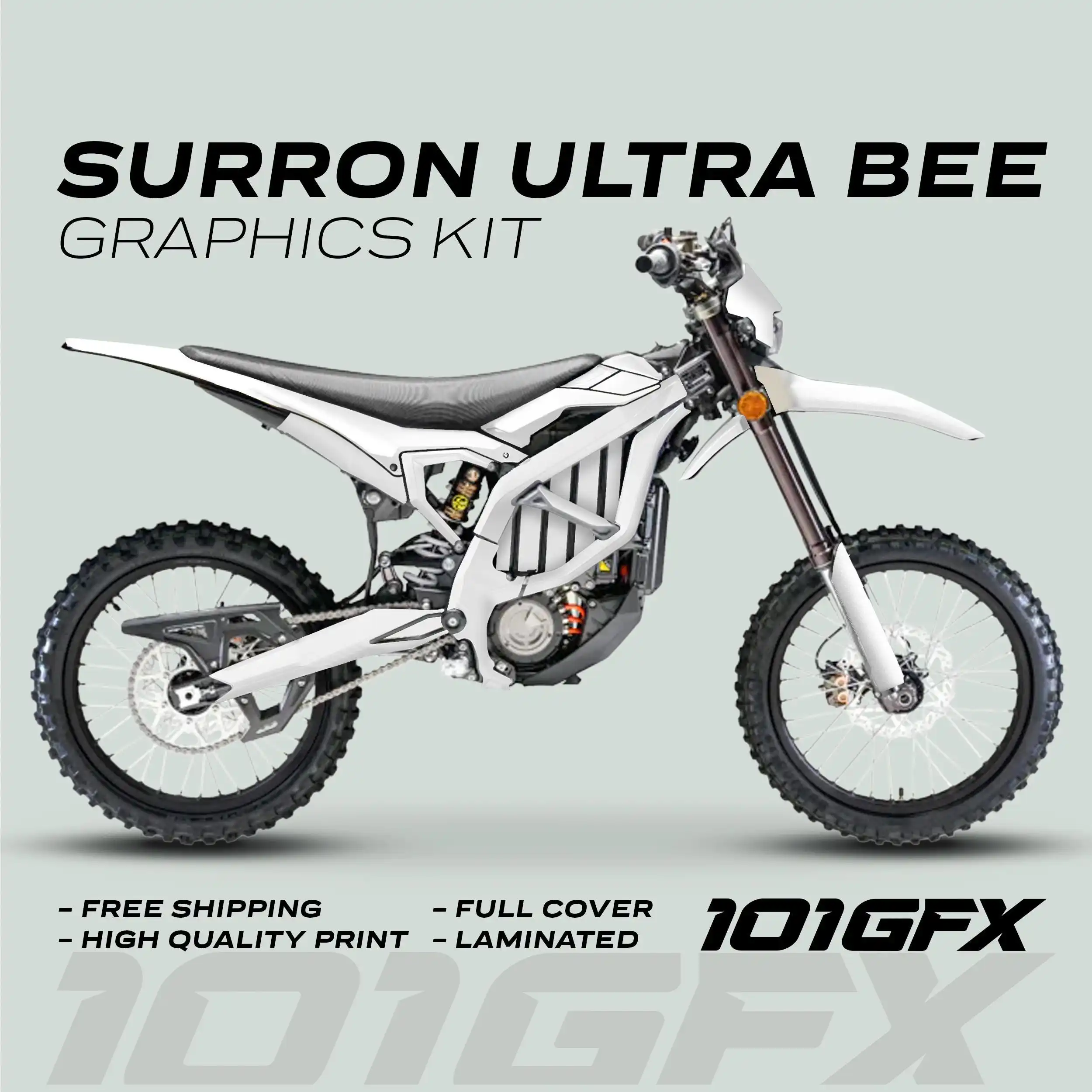 Graphics Kit SOLID COLOR WHITE Decals Stickers Laminated eBike Decals Wrap Protection Mono Color For Surron Ultra Bee