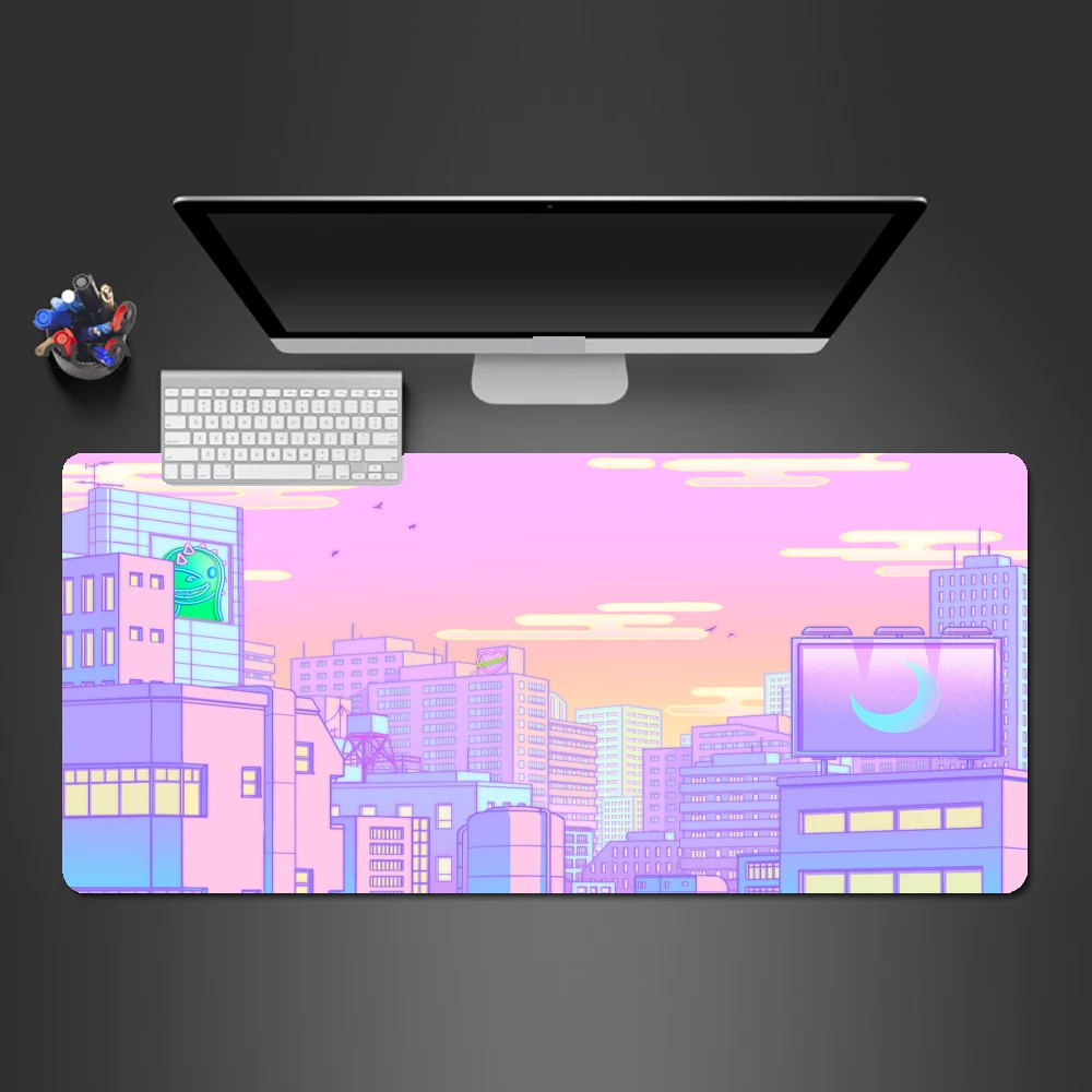 

Pink Japan Neon Mouse Pad Large Gamer Mausepad DeskMat Computer Gaming Accessories Art Carpet 90x40 Play Mats Anime Office Mat