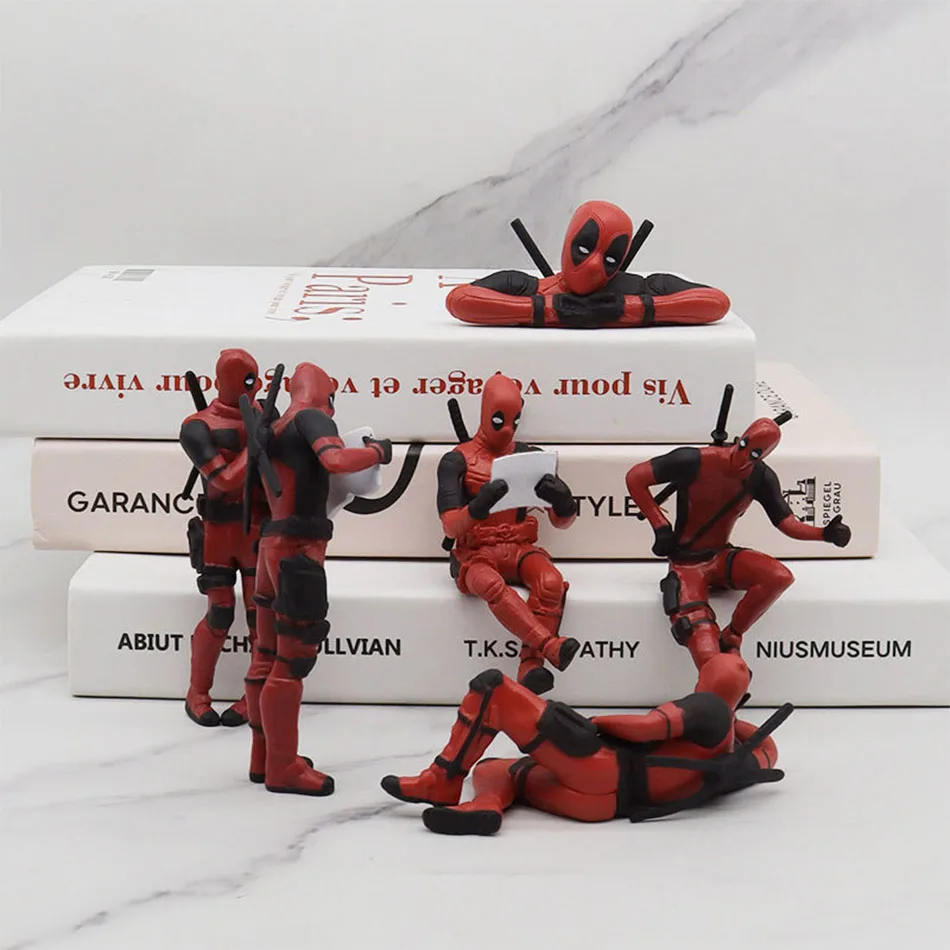 6 Desk Decoration Deadpool Car Home Office Marvel 8cm X-MAN Funny Cute Figure Model Toys Desk Decoration Car Ornament