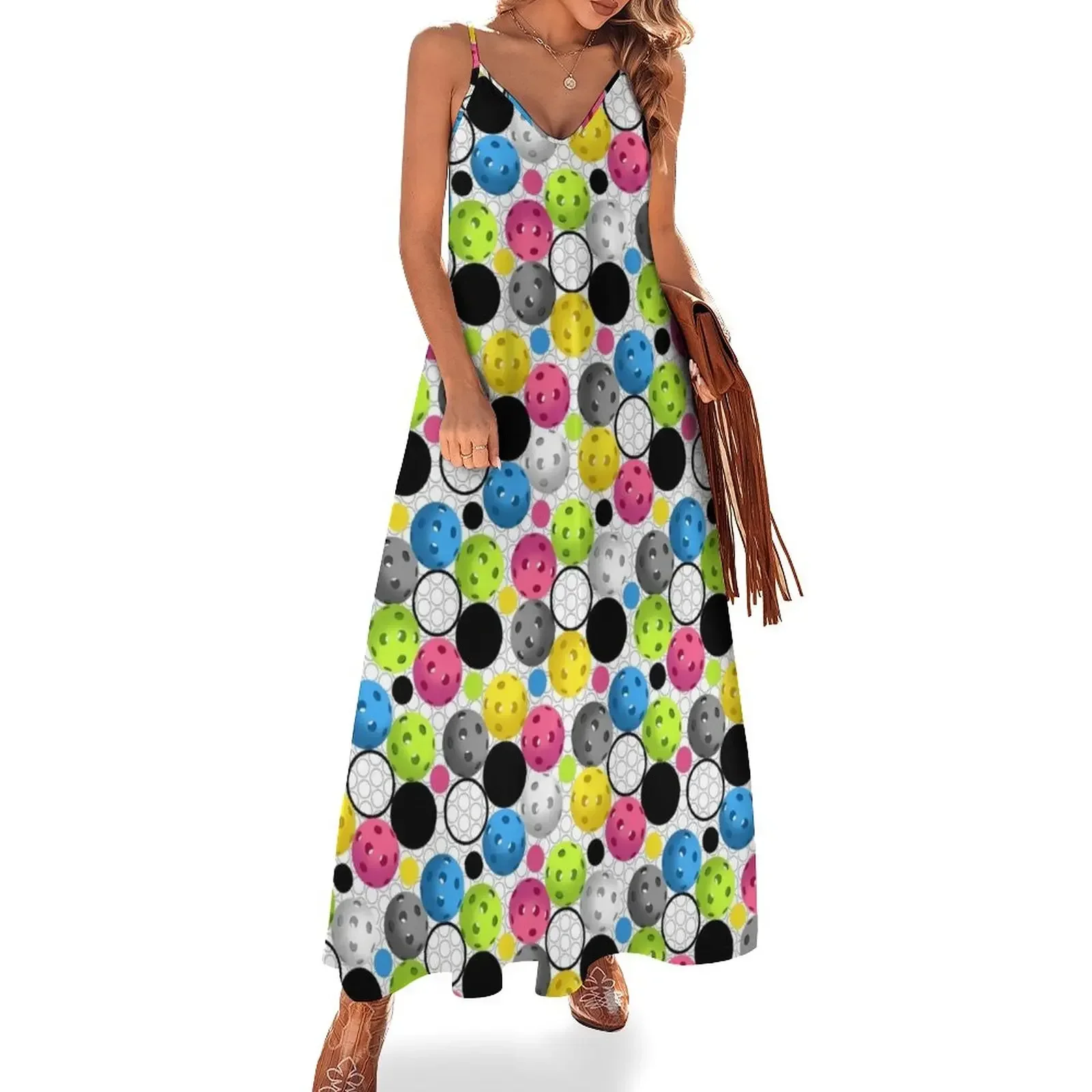 

Modern Colorful Pickleball Pattern Sleeveless Dress birthday dresses for women Dress